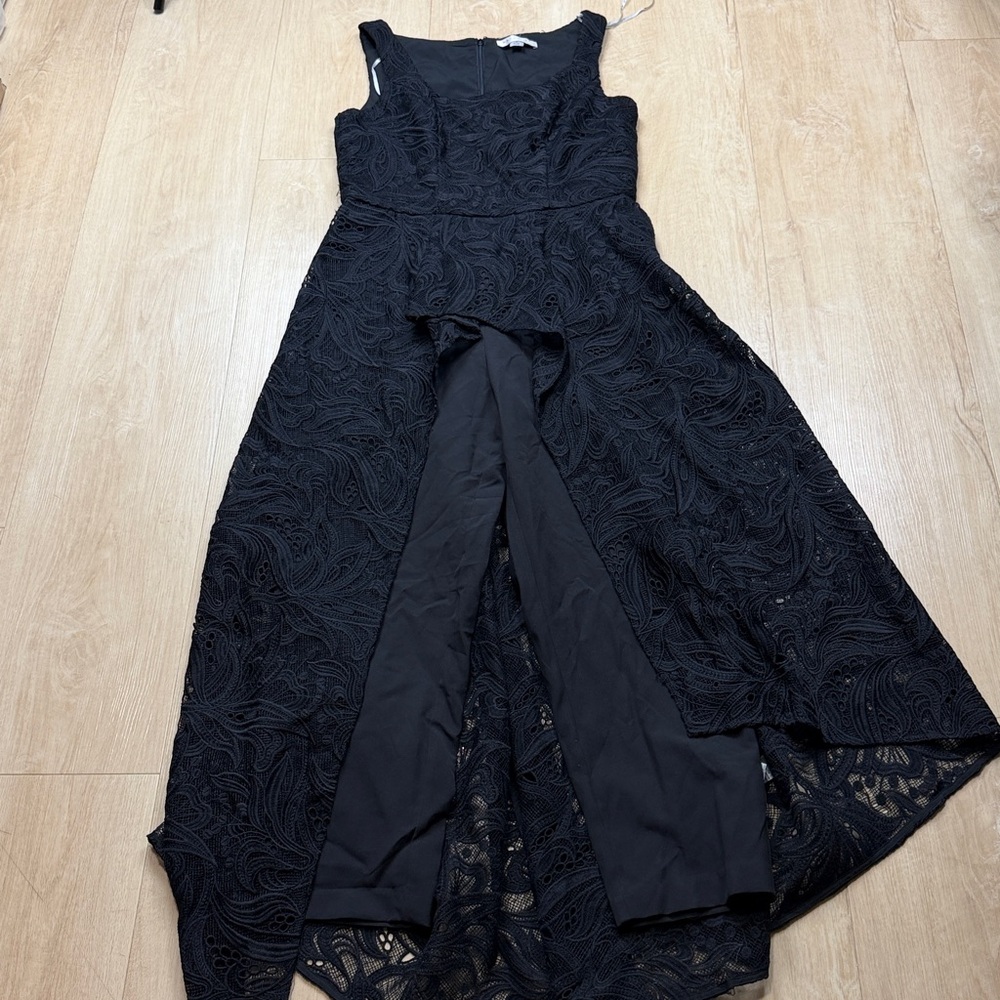 Kay Unger Womens Walk Thru Jumpsuit, Black size 12 - Picture 3 of 10